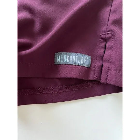 Lot of 2 Women’s Burgundy Wine Medcouture Insight Scrub Top Sz XL V-Neck Pocket - Picture 8 of 11